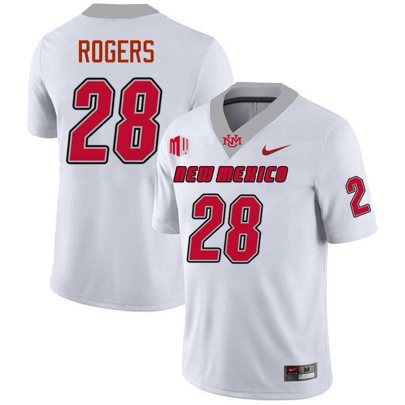 NaQuari Rogers UNM Lobos Jersey,New Mexico Lobos Football Jersey,Uniforms-White